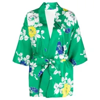 p.a.r.o.s.h. veste d'inspiration kimono à fleurs - vert