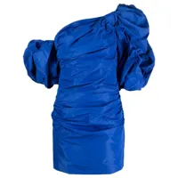 pinko robe courte froncée à une épaule - bleu