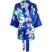 p.a.r.o.s.h. veste d'inspiration kimono à fleurs - bleu