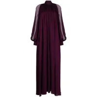 elie saab robe longue en soie à col lavallière - violet