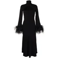 16arlington robe mi-longue odessa à bordure en plumes - noir