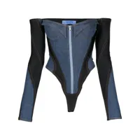 mugler body-corset en jean - bleu