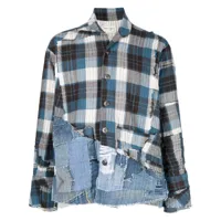 greg lauren chemise à design patchwork - bleu