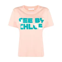 see by chloé t-shirt à logo imprimé - rose