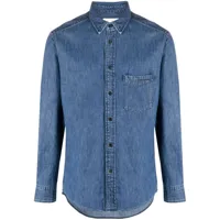 marant chemise en jean à logo brodé - bleu
