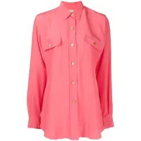 chanel pre-owned chemise en soie à boutons logo (années 1990-2000) - rose
