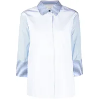 co chemise rayée en coton à design patchwork - bleu