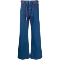 marni jean ample à patch logo - bleu
