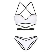 noire swimwear bikini à bretelles croisées - blanc