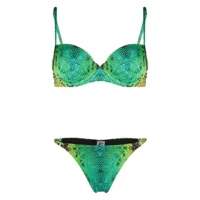 noire swimwear bikini à imprimé peau de serpent - vert