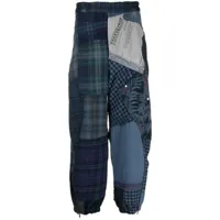 by walid pantalon sarouel à design patchwork - bleu