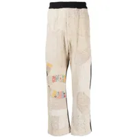 by walid pantalon bicolore à design patchwork - tons neutres