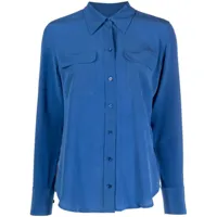 equipment chemise en soie à manches longues - bleu