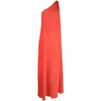 kiton robe longue en soie à une épaule - rouge