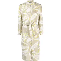 kiton robe-chemise en soie à imprimé feuillage - tons neutres