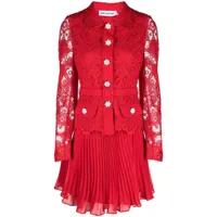self-portrait robe courte guipure en dentelle - rouge