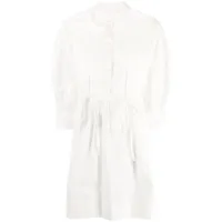 see by chloé robe-chemise en coton à broderies - blanc