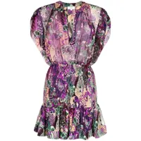 a.l.c. robe courte carly à fleurs - violet