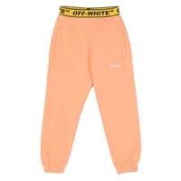 off-white kids pantalon en jersey à logo imprimé - orange