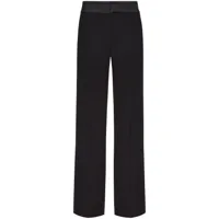 valentino garavani pantalon droit à taille contrastante - noir