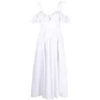 giambattista valli robe mi-long volantée à design asymétrique - blanc