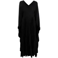 valentino garavani robe longue plissée à effet de cape - noir