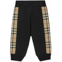 burberry kids pantalon de jogging à motif vintage check - noir
