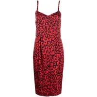 dolce & gabbana robe mi-longue à imprimé léopard - rouge
