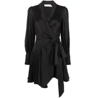 zimmermann robe courte en soie à design portefeuille - noir