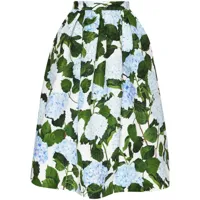 oscar de la renta jupe mi-longue ceinturée à fleurs - blanc