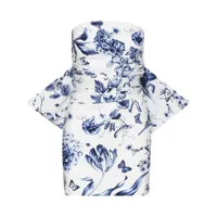 oscar de la renta robe drapée à fleurs - blanc