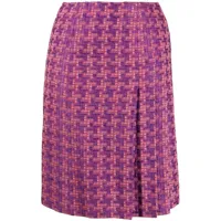 chanel pre-owned jupe plissée en tweed (années 2000) - rose