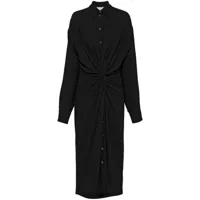 prada robe-chemise en laine à design noué - noir