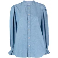 polo ralph lauren chemise en jean à manches bouffantes - bleu