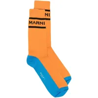 marni chaussettes à logo intarsia - orange
