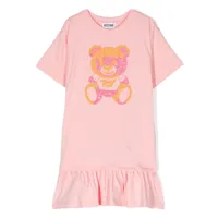 moschino kids robe courte à motif teddy bear - rose