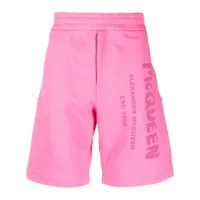 alexander mcqueen short de sport en coton à logo imprimé - rose