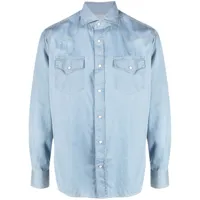 brunello cucinelli chemise en jean à boutonnière - bleu