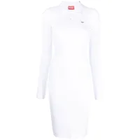 diesel robe-polo en maille à design nervuré - blanc