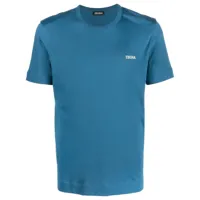 zegna t-shirt en coton à détail de logo - bleu