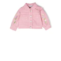 monnalisa veste en jean à fleurs brodées - rose