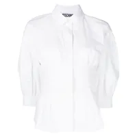 moschino chemise à taille froncée - blanc