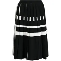 rochas jupe mi-longue bicolore à design plissé - noir