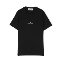 stone island junior t-shirt à logo imprimé - noir