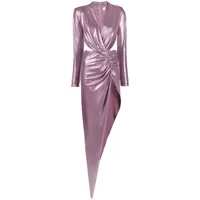 genny robe longue à design métallisé - rose