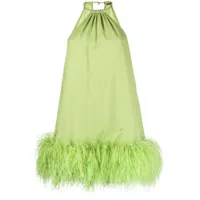 cult gaia robe courte reeves bordée de plumes - vert