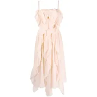 chloé robe mi-longue à volants - rose