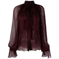 atu body couture blouse semi-transparente à col noué - rouge