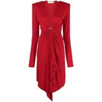 alexandre vauthier robe mi-longue à détail drapé - rouge