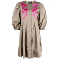 cynthia rowley robe-chemise à appliques fleurs - marron